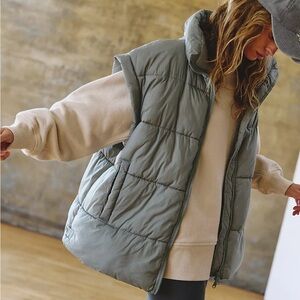 Free People Sage Green Puffer Vest